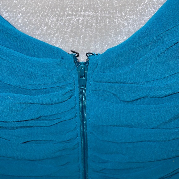Teal/Blue prom/formal dress with beads  Embellish straps, high-low plus sz 16 - Picture 4 of 12